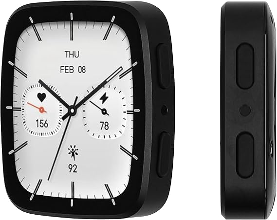kwmobile Metal Case for Amazfit Active 2 Square Case - Full Body Protection for Smart Watch Fitness Tracker - Full Functionality - Black