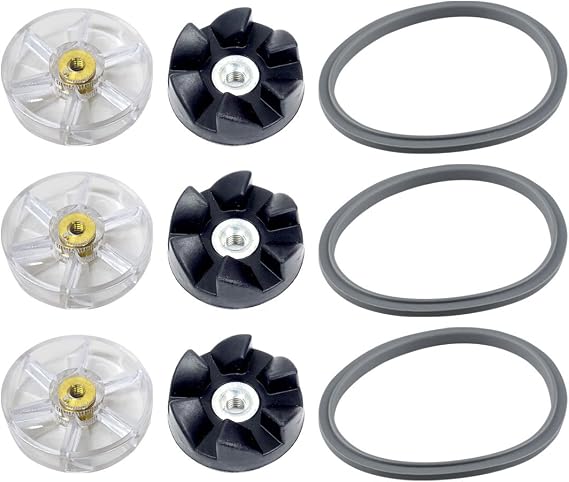 3 Pack Motor Gears, Rubber Gears and Gaskets Replacement Parts compatible with NutriBullet 600W 900W Blenders NB-101B NB-101S NB-201