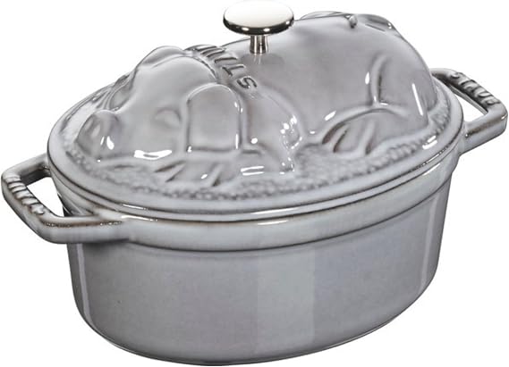 Staub La Cocotte Special Shape 40500-176 "Piggy Cocott", Gray, 6.7 inches 17 cm, Two-Handed, Cast Iron Pot, IH Compatible