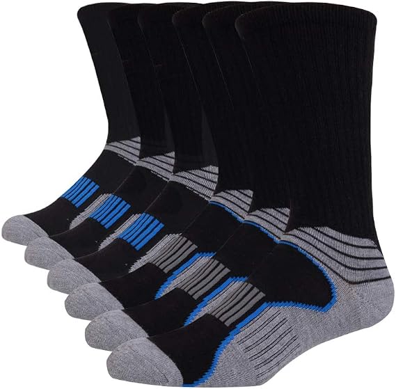 JOYNEE Mens Athletic Performance Crew Socks for Running and Training 6 Pack