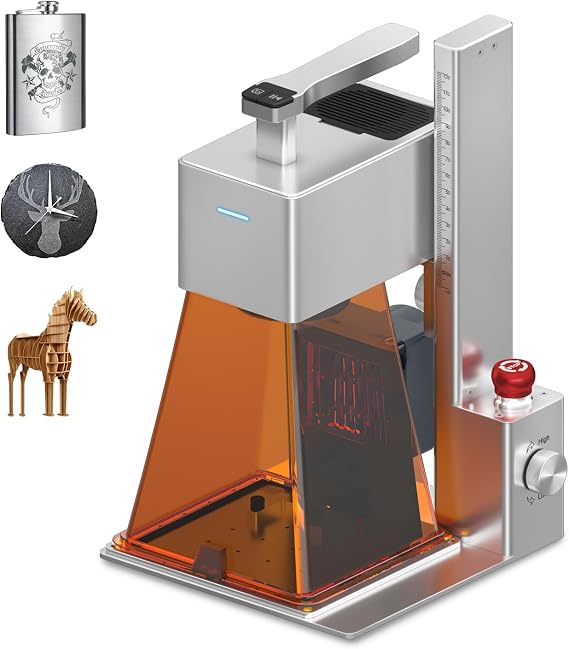R1 Laser Engraving Machine, Portable Compact Laser Engraver, 0.05mm High-Precision Resolution, 120,000mm/min Engraving Speed Capable of Engraving Plywood Laser Class: 1, Output Power: 0.5mW.