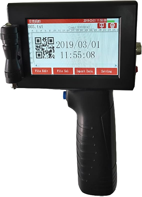 Portable Intelligent Handheld Inkjet Printer, Printing Height Inkjet Coding Machine for Logo Label Barcode Qr-Code Variable Data etc