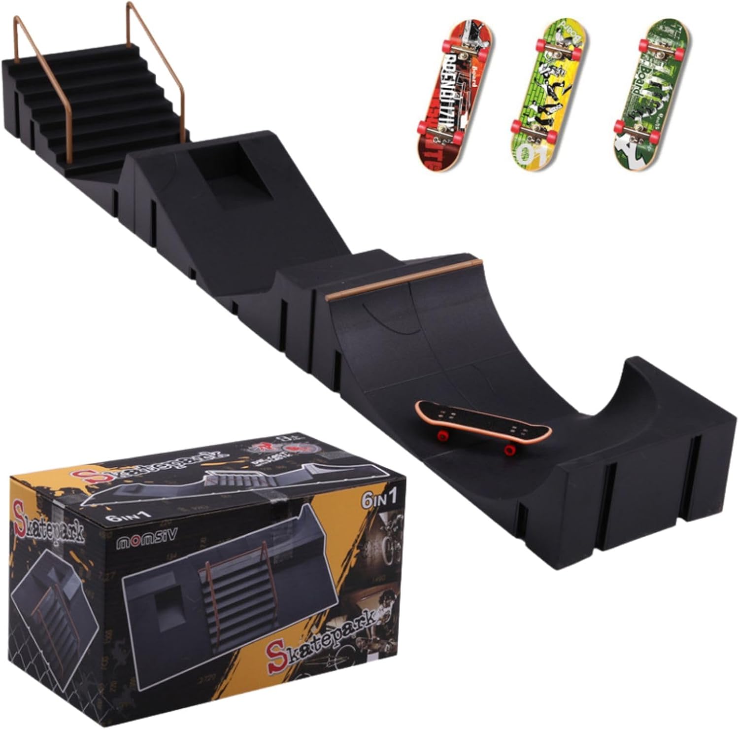 Finger Skateboard Park Course Finger Skateboard Finger Skate Fingerboard Skateboard Tech Deck Set Park 6-Piece Set