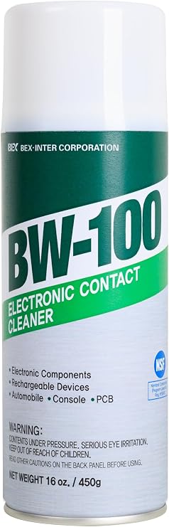 BW-100 Non-Flammable Electronic Contact Cleaner Aerosol Spray- Safely Cleans Joycons, Computers, PCB, and More - Removes dust, dirt and contaminants on contacts - Quick Dry| 16oz/450g
