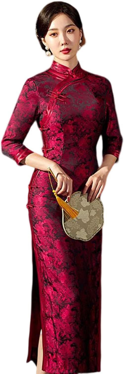 CBROOT Women'S Chinese Cheongsam Dress - Modern Chinese New Year Dress Red Qipao Women'S Dresses China Style Traditional Cheongsam Evening Wedding Party Dress Elegant Clothes