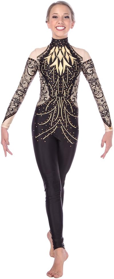 Alexandra Collection Womens Good As Gold Full Body Unitard Dance Costume
