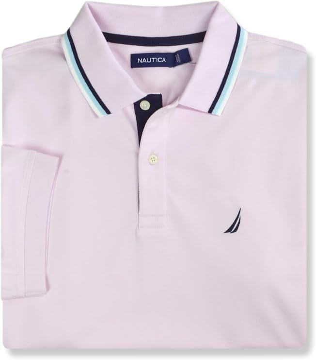 Nautica Mens Classic Fit Cotton Blend Smooth Mesh Performance Polo Shirt,