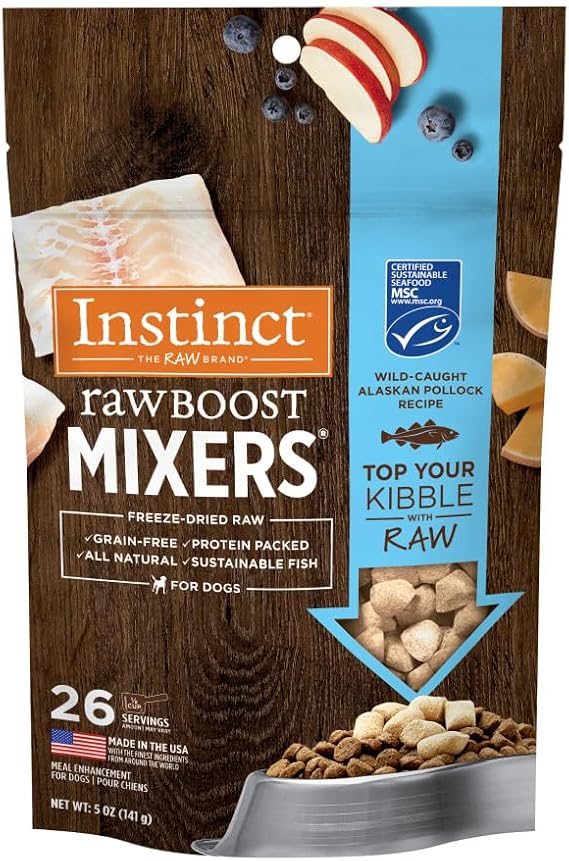 Instinct Freeze Dried Mixers, Dog Food Toppers, Pollock, 5 oz. Bag
