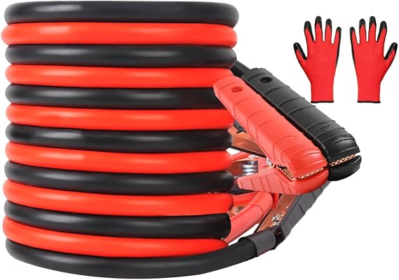 Automative Jumper Cables,1 Gauge 2000AMP 25FT, Commercial Grade Automotive Booster Cables for Jump Starting Dead or Weak Batteries, Heavy Duty Booster Cable for Car Van Truck