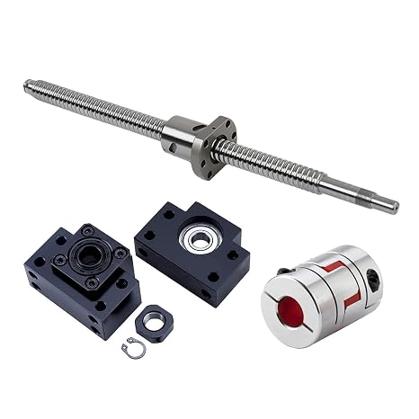 1605 Linear Motion CNC Ball Screw with Anti Backlash Nut, Coavoo SFU1605 430mm / 16.93 inch 16mm Ballscrew + BK12 BF12 Bearing End Support + Coupler