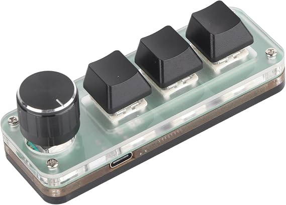 Yunseity Mini 3 Key Keypad with Knob,Mechanical Gaming Keyboard Programming Macro Keyboard with Knob for DIY Programm