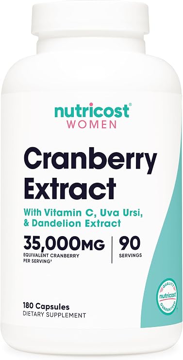 Nutricost Cranberry Extract for Women 180 Capsules for 90 Servings | With Vitamin C, Uva Ursi & Dandelion Root, Vegan, GMO-Free & Gluten-Free