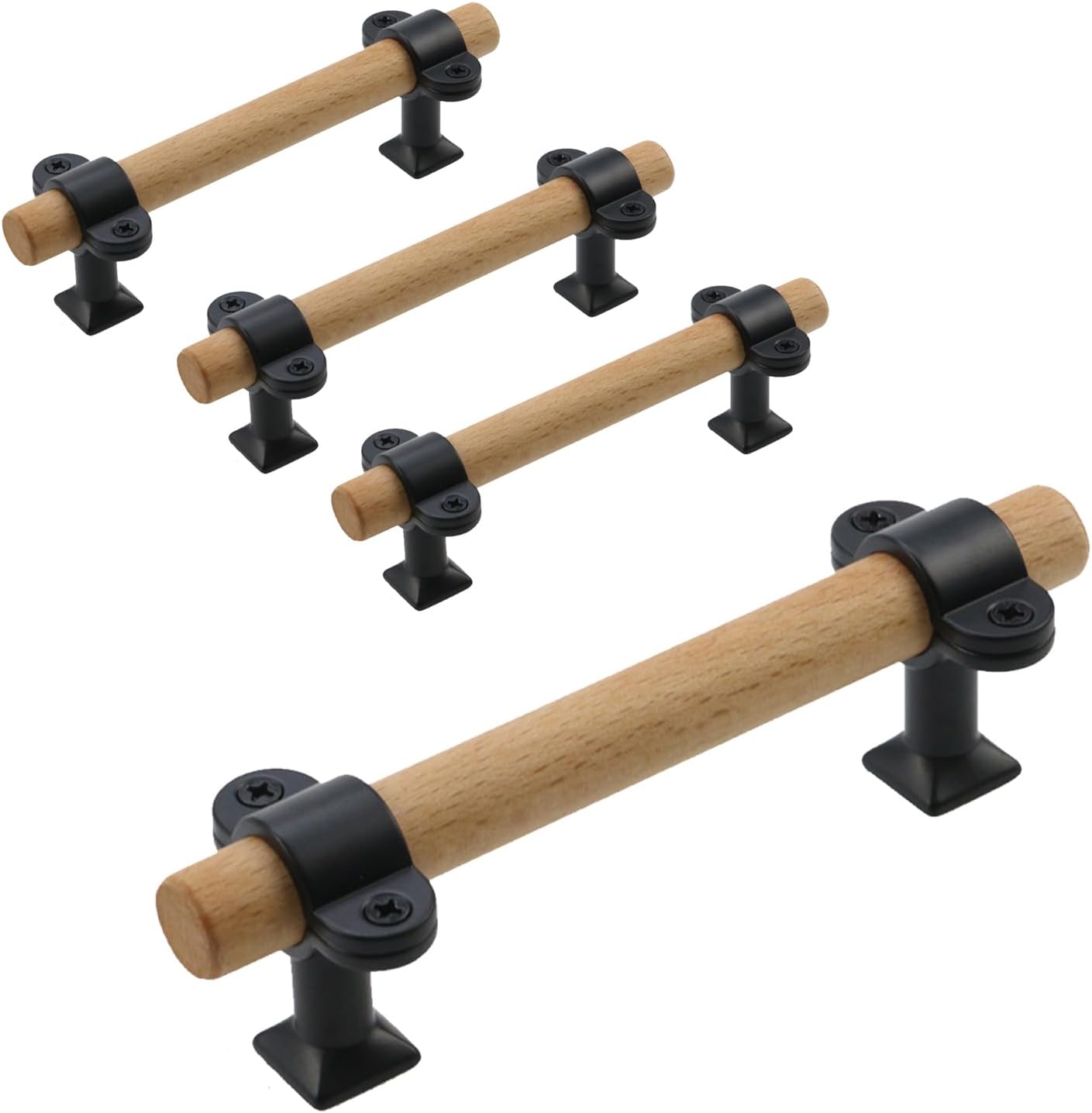 T Tulead Adjustable Wood Cabinet Handles Double Hole Furniture Handle Pulls Modern Drawer Wardrobe Pulls Handles 4PCS with Screws L: 5.35, Hole Distance: Max. 3.78