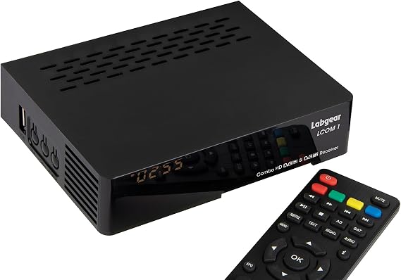Freeview HD Receiver Combo Full HD Satellite & Terrestrial Receiver + USB Port Schedule HD Program Recorder, Labgear LCOM1 Compact TV Box with Remote Control