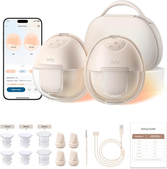 eufy Security Heated Wearable Breast Pump S1 Pro, Charging Case, Hands-Free
