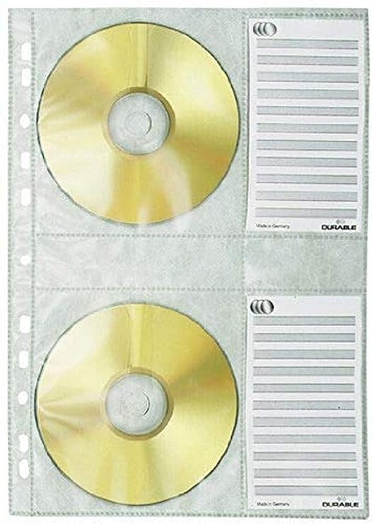 Durable CD/DVD Pockets - Double Sided Wallet Index for 4 Disks - 5 Pack - A4 - Keep Your Disks Scratch and Dust Free - Easy to Use