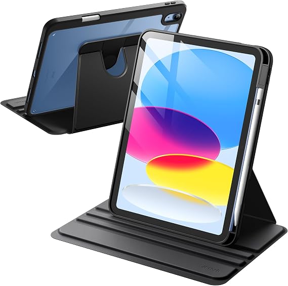 JETech 360 Rotating Case for iPad (A16) 11th/10th Gen, Black