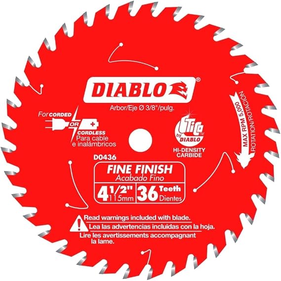 Diablo Fine Finish Saw Blade - 4-1/2-Inch Dia, 36-Teeth, 3/8" Arbor