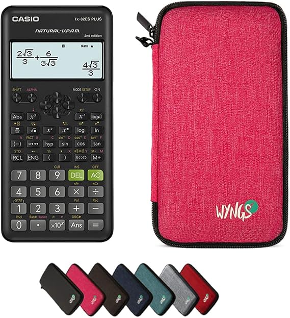 Casio fx-82ES Plus 2nd edition including a WYNGS protective case in Pink - Basic Set