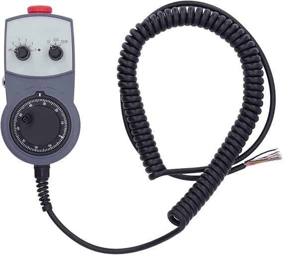 Electronic Handwheel CNC Controller, PLC Processor Harness with Emergency Stop, Direct Connection for CNC Machines, Durable ABS Material with Magnetic Base and Scratch Resistance,