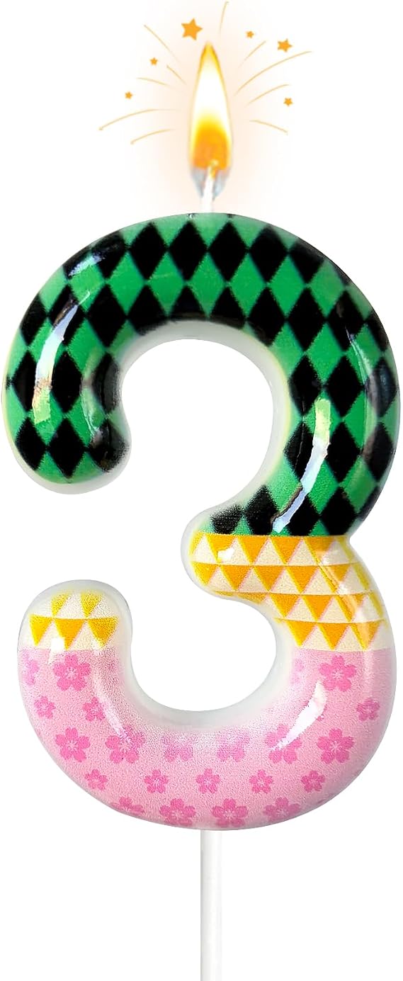 Popular Anime Birthday Number 3 Candles, Comic Book Themed Candles, Anime-Themed Decorations, Suitable for Party Celebrations, Birthday Decorations(3)