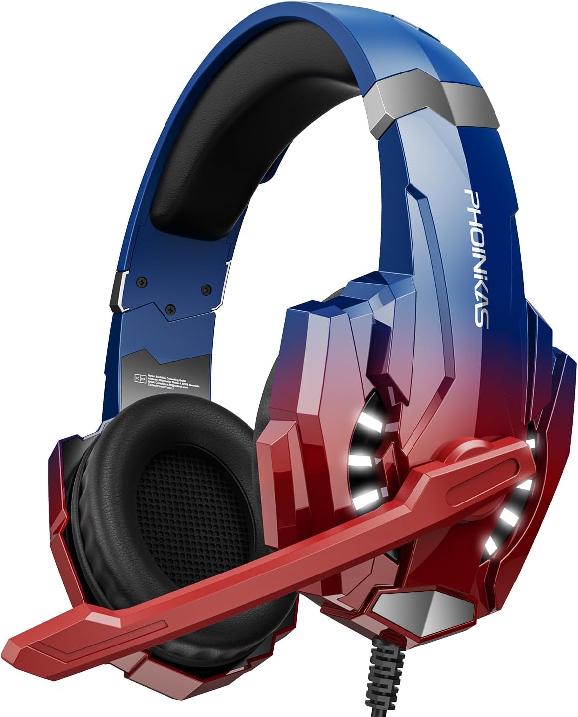 PHOINIKAS ゲーミングヘッドセット PS5 PS4 PC用 G9000 オーバーイヤーゲーマーヘッドホン ノイズキャンセリングマイク付き ステレオサウンド 有線ヘッドセット Xbox Series XS、Switch、ノートパソコン、Mac、電話用
