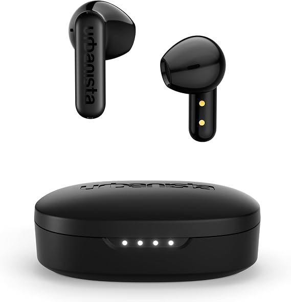 Urbanista Copenhagen 2 Wireless Bluetooth In-Ear Headphones with 12 mm Driver, Bluetooth 5.4, ENC Noise Reduction, Adjustable EQ, 36 Hours Playtime, IPX4 Waterproof, 2 Micro (Black)