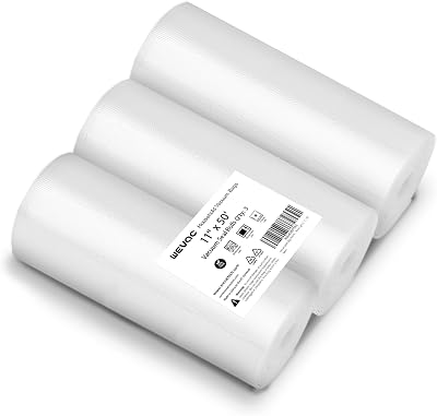 [2024 New] 11 x 50 3 Rolls, Vacuum Sealer Rolls Bags for Food, Great for Food Storage, Sous Vide and Meal Prep, Wevac Lite