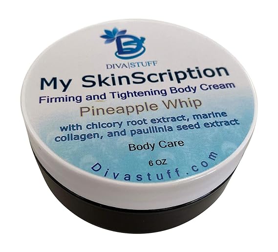 Diva Stuff Firming and Tightening Body Cream. Pineapple Whip Scent With Chicory Root Extract and Marine Collagen, 4oz
