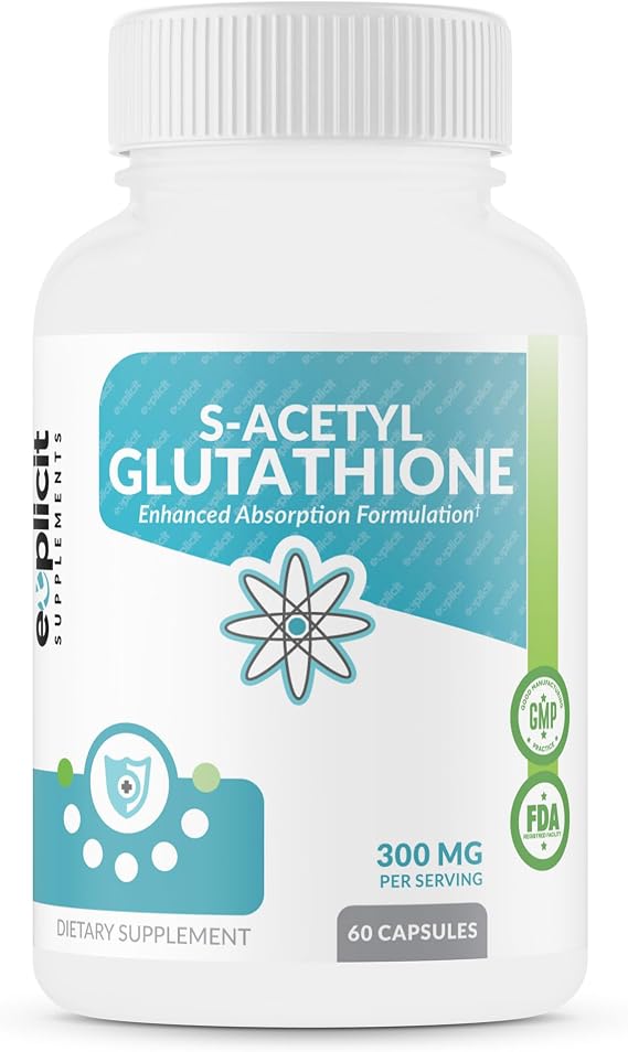 S-Acetyl Glutathione SAG 300mg Per Dose, Acid-Resistant Caps, Made in The USA - 60 Capsules