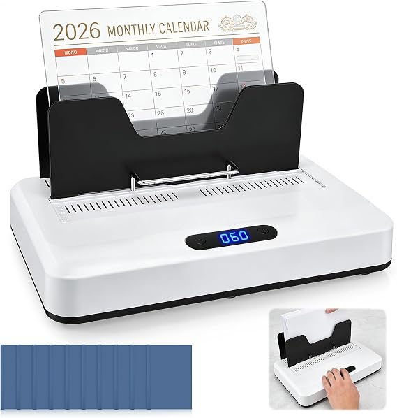 A4 Thermal Binding Machine, 700W Book Binder Machine, 600 Sheets Including 10 Binding Lids, 3 Time Settings, No Preheating with Cooling Slot, for A4 Letter Size Business Documents, Office