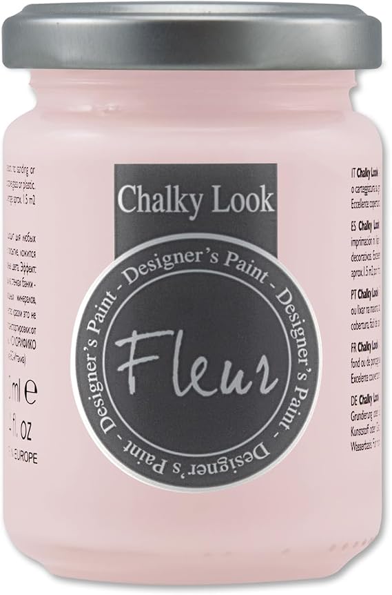 Fleur Chalky Look Paint - Pink Rococo, 4.4 oz jar