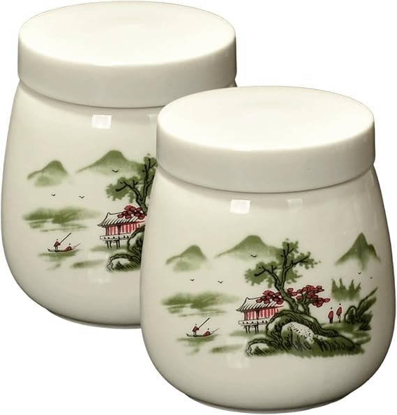 2Pcs Egg Coddler, 220ml Vintage Ceramic Coddled Egg Cups with Lids for Quick and Easy Breakfast or Elegant Display...