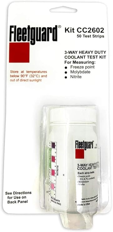 Fleetguard CC2602 Coolant Test Kit, 3-Way Test Strip, 50/bottle