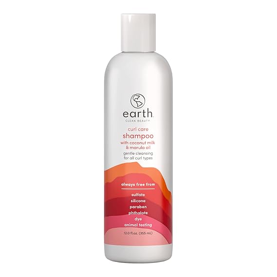 earth Curl Care Shampoo - Moisturizing Shampoo Promotes Hair Growth - Sulfate Free with Coconut Milk and Marula for All Curl Types - 12 oz