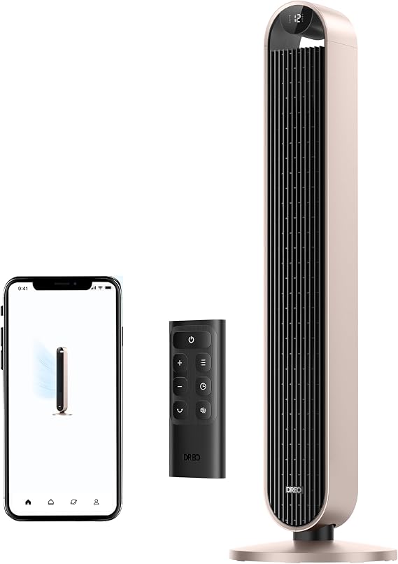 DREO Smart Tower Fan for Bedroom, 120 Oscillating Fan, 12 Speeds