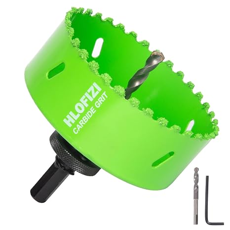 4-1/8 Inch Carbide Grit Hole Saw for 4 Inch Recessed Lights, Dryer Vent Hole, Cutting Through Stucco, Ceiling Old Plaster, Drywall, Cement Board with 1-1/2" Depth, Up to 6X Faster