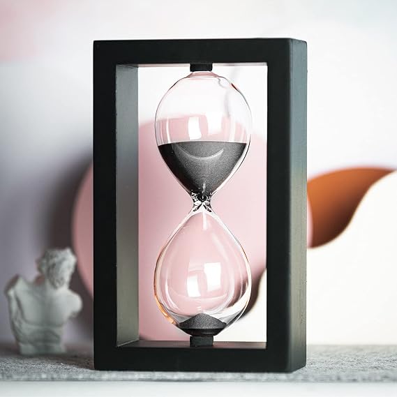 SAMLONG Hourglass 60 Minute Decorative Sand Timer, Wooden Black Sand Clock