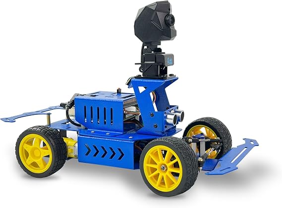Ackerman Chassis Smart Robot Car Kit for Raspberry Pi, Autonomous Driving, AI Visual, Python Programming Education Project for Teen Engineers Students (with Raspberry Pi 4GB)