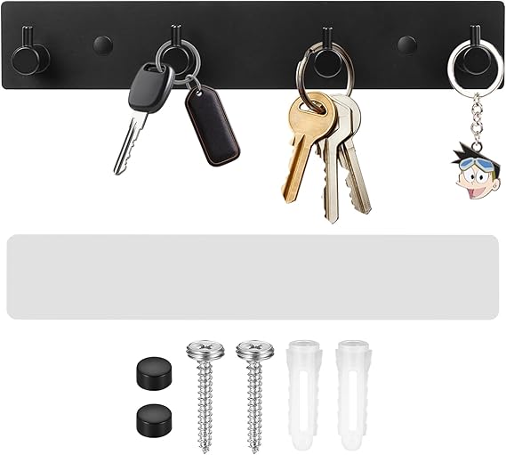 Coat Hooks Wall Mounted, Black Coat Hangers Rack Wall Mounted, Multi-Purpose Heavy-Duty Stainless Steel Wall Hook with 4 Hook for Hanging Clothes Towels Kitchen Bedroom