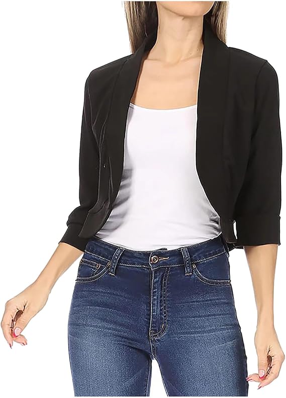 Blazers for Women Dressy Casual Long Sleeve Open Front Cropped Petite Suits Jackets Slim Fit Business Work Cardigans