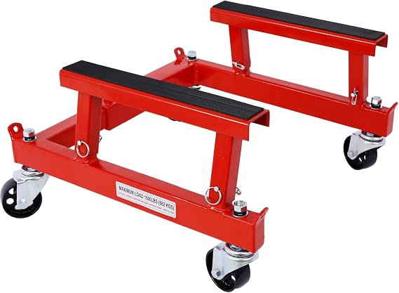 Adjustable ATV Motorcycle Engine Cradle Dolly - Heavy-Duty Steel Frame, 1500lbs Capacity (Red)