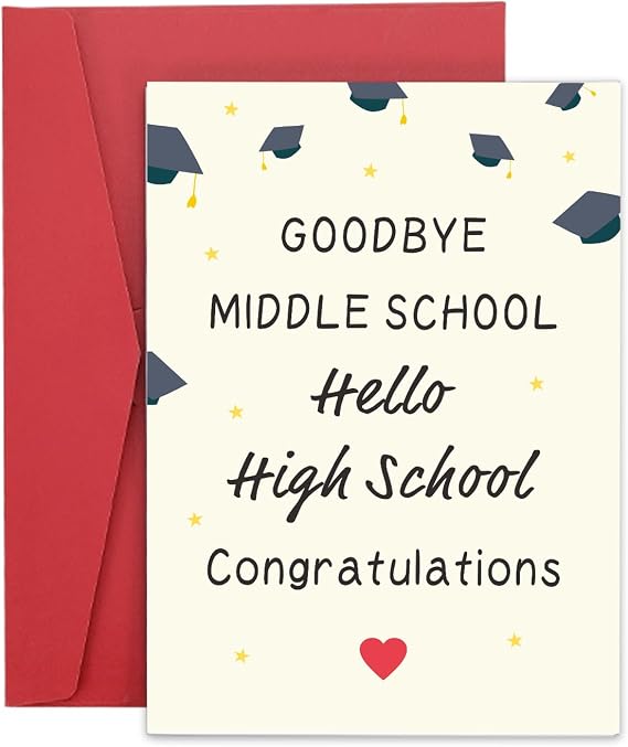 Funny Graduation Card - Middle School & 8th Grade Graduation Gifts