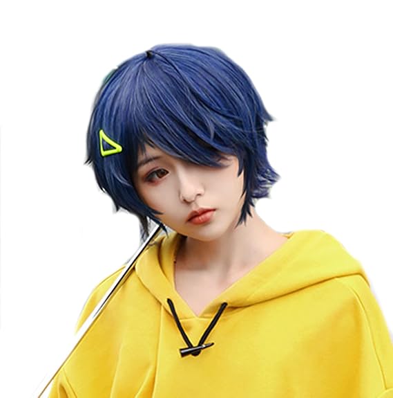 Ai Ohto Wig Coraline Anime Cosplay Accessories Short Blue Wig Bob Wig with Bangs
