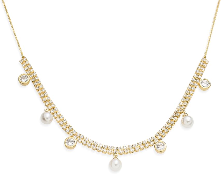 Gold Charm Pendent Choker Necklace for Woman, Boho Dainty Gemstone CZ Rhinestone Dangle Chain Necklaces Prom Fashion Jewelry Wedding Gift