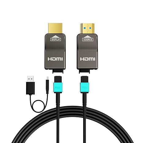 8K Detachable Full Fiber Optic Armored HDMI 2.1 Cable, 48Gbps, 3FT | Full Fiber Optic Design Reduces EMI vs Copper Cables; Replace the Module Without Replacing the Entire In-Wall Cable