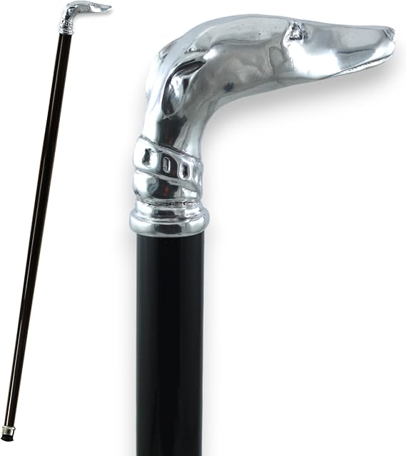 Walking Cane - Beech Wood, Pewter Handle, Italian Handmade
