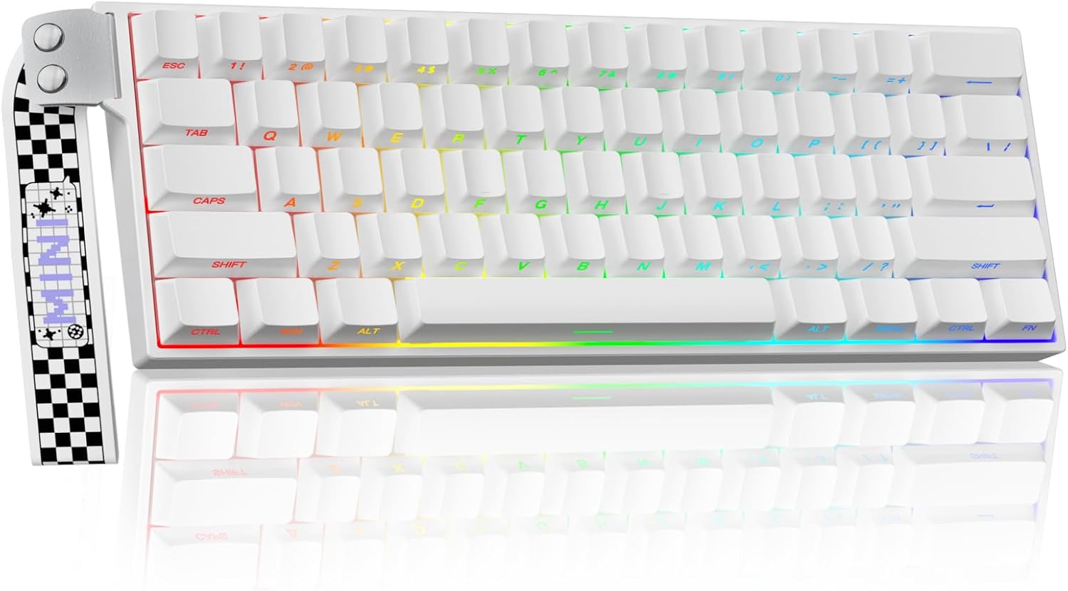 AULA MINI60 Wireless Gaming Keyboard,BT5.0/2.4GHz/Wired,Hall Effect Magnetic Switches,0.01mm RT Accuracy,Adjustable Actuation,8KHz Polling,RGB,WEB Driver,60% Percent Mechanical Keyboard (White)