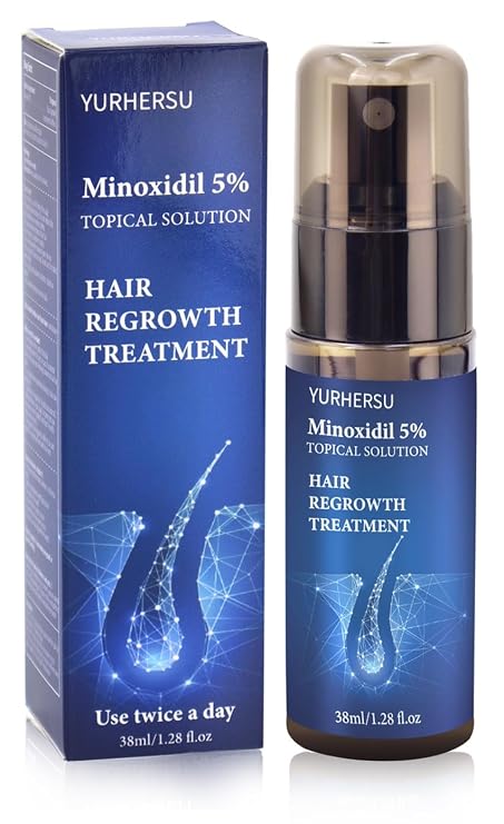 Minoxidil 5% Topical Solution Serum Spray, for Men's Beard / Hair Regrowth, Anti Hair Loss, Make Hair Stronger Thicker Longer, With Biotin & Glycerin& Castor Oil, 1.28 fl. oz (38 ml)