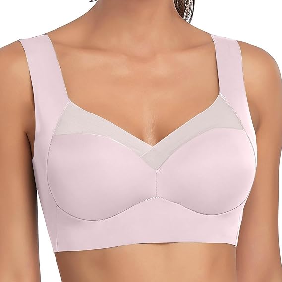 Wireless Bras for Women Breathable Mesh Soft Thin Push Up Bras Comfy Everyday T Shirt Bra Sexy Lace V Neck Bralette